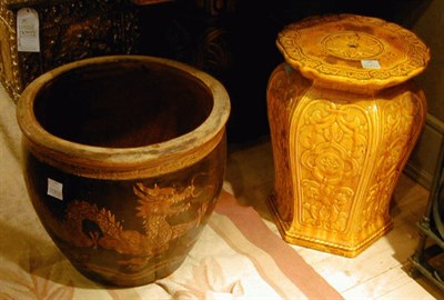 Lot 353 - Chinese Pottery Fish Bowl and Garden Seat