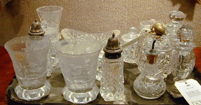 Lot 389 - Group of Colorless Cut Glass Vases, Bottles...