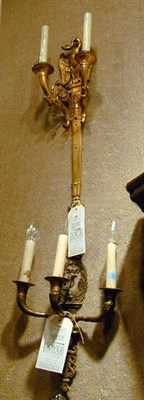 Lot 405 - Empire Style Bronze Three-Light Sconce and...