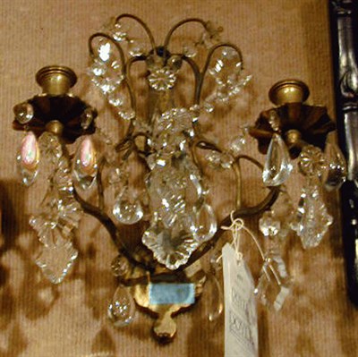 Lot 477 - Pair of Rococo Style Brass Two-Light Sconces