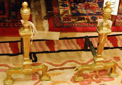 Lot 501 - Pair of Federal Style Brass Andirons