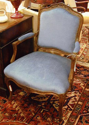 Lot 543 - Pair of Louis XV Style Fruitwood Upholstered...