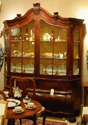 Lot 407 - Baroque Style Figured Mahogany Vitrine