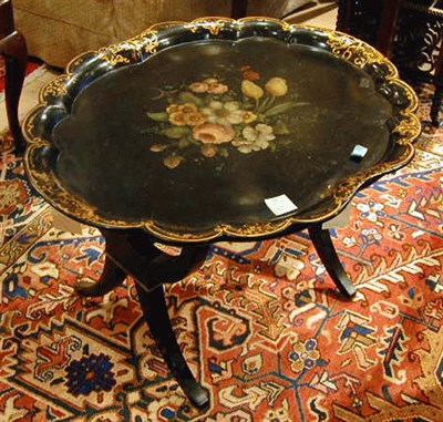 Lot 531 - Victorian Style Tole Tray on a Later Stand
