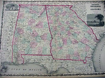 Lot 349 - [MAPS] JOHNSON [and] WARD Georgia and Alabama...