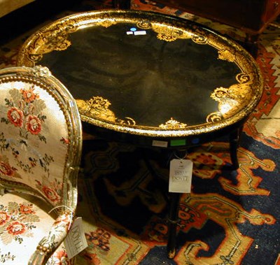 Lot 440 - Victorian Gilt-Decorated Black Lacquered...