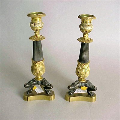 Lot 632 - Pair of Empire Style Gilt and Patinated-Bronze...