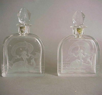 Lot 229 - Pair of Orrefors Perfumes Each of ovoid form,...