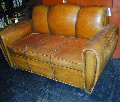 Lot 226 - Art Deco Leather Upholstered Sofa Length 67...
