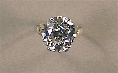 Lot 608 - Old Mine Diamond Ring Platinum, the six prong...