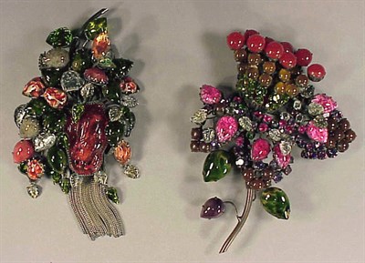 Lot 297 - Two Autumn Pins Comprising one in rhinestones...