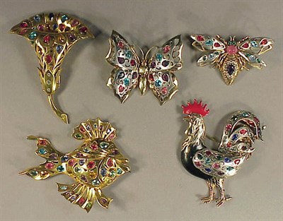 Lot 293 - Group of Five Nature Brooches Comprising a...