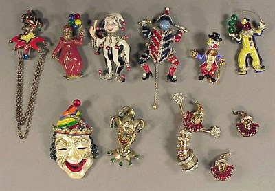 Lot 337 - Suite of Carnival Jewelry Comprising nine pins...