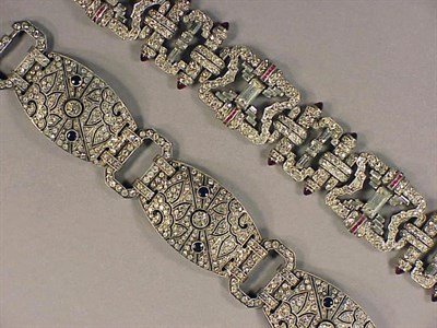 Lot 141 - Two Art Deco Paste Bracelets Comprising...