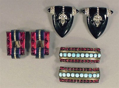 Lot 142 - Three Pairs of Art Deco Clips Comprising a...