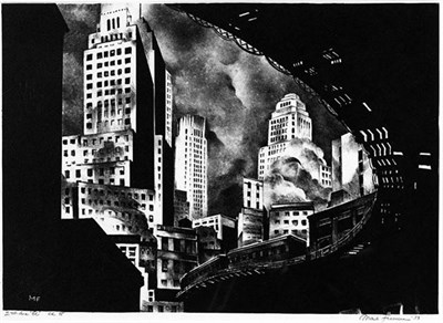Lot 87 - Mark Freeman SECOND AVENUE "EL" Lithograph,...