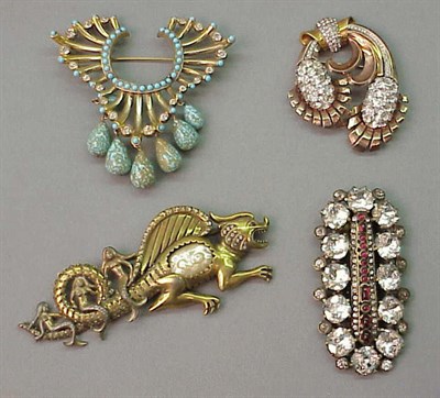 Lot 285 - Group of Four Pins Comprising rhinestone...