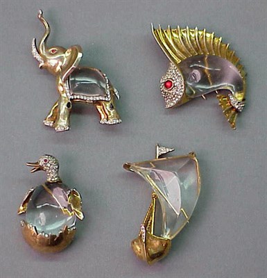 Lot 284 - Group of Four Trifari Jelly Belly Pins...