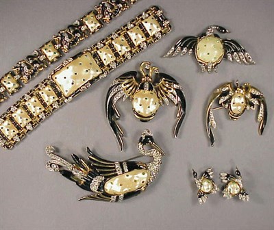 Lot 294 - Group of Trifari Jewelry Comprising a swan...