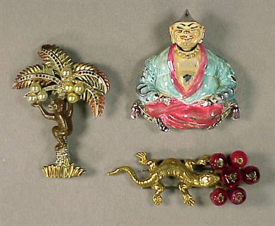 Lot 344 - Group of Four Pins Comprising a monkey...