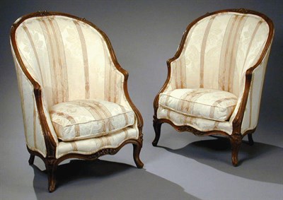Lot 109 - Pair of Louis XV Walnut Bergeres Mid 18th...