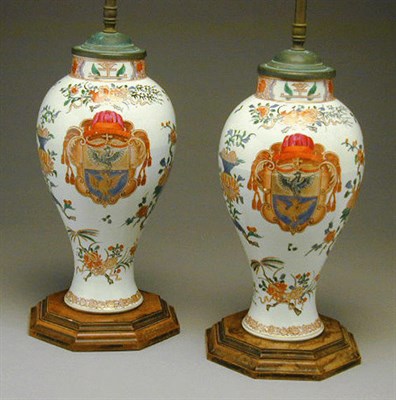 Lot 76 - Pair of Samson Porcelain Lamps Each vase of...