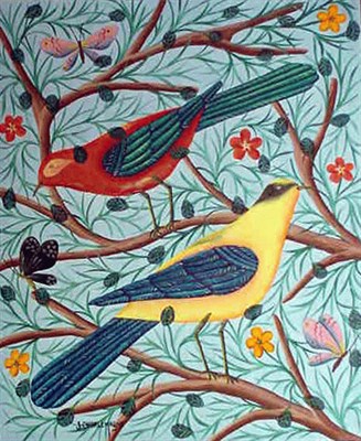 Lot 75 - J. Charlemagne Haitian, 20th century BIRDS AND...