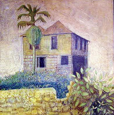 Lot 62 - Davis HOUSE WITH PALM TREE Signed Davis (lr)...