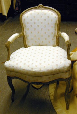 Lot 38 - Pair of Louis XV Painted Beechwood Fauteuils...