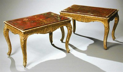 Lot 17 - Pair of Regence Gilt-Wood Low Tables Each with...