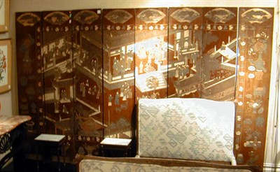 Lot 24 - Chinese Brown Lacquered Coromandel Eight-fold...