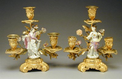 Lot 110 - Pair of Louis XV Gilt-Bronze Mounted Meissen...