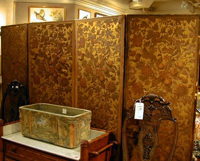 Lot 668 - Leather Three-Fold Screen