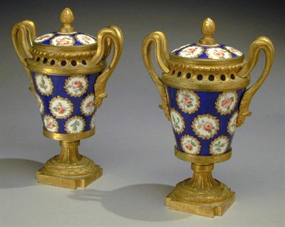 Lot 87 - Pair of Gilt-Bronze Mounted Sevres Porcelain...