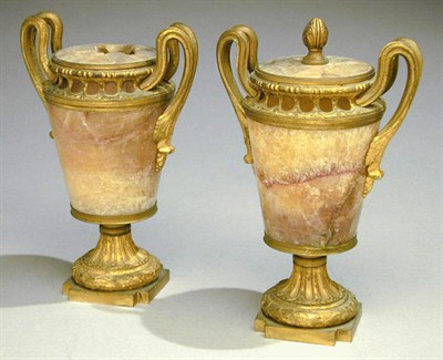 Lot 119 - Pair of Louis XVI Gilt-Bronze Mounted Feldspar...