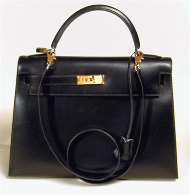 Lot 1000 - Hermes Black Box Calf Kelly Bag Late 1990s...