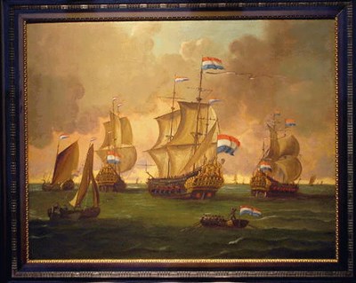 Lot 248 - Dutch School 18th Century SHIP AT SEA Oil on...