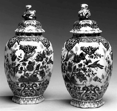 Lot 71 - Pair of Dutch Delft Blue and White Covered...
