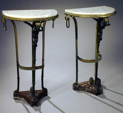 Lot 93 - Pair of Louis XVI Gilt and Patinated-Bronze...