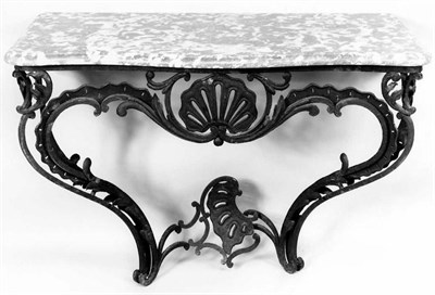 Lot 94 - Pair of Louis XV Style Wrought Iron Consoles...