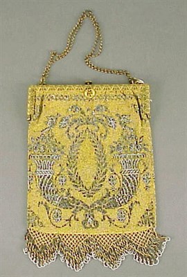 Lot 1047 - Gold and Silver Beaded Bag French, 1910s Cut...