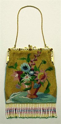 Lot 1057 - Still Life Beaded Bag French, 1920s Glasss...