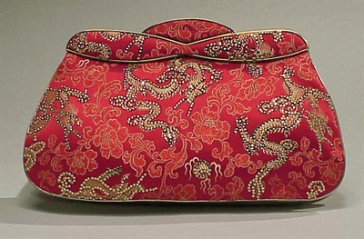 Lot 1094 - Judith Leiber Chinese Red Brocade Evening Bag...