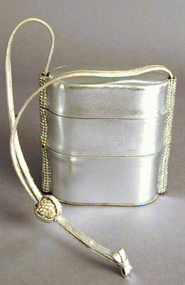 Lot 1102 - Judith Leiber Silver Kid Tripartitie Bag 1970s...