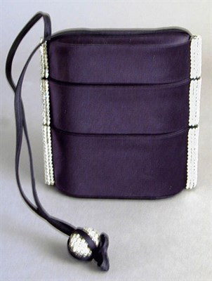 Lot 1092 - Judith Leiber Black Satin Tripartite Evening...