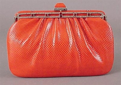 Lot 1099 - Judith Leiber Red Karung Evening Bag...