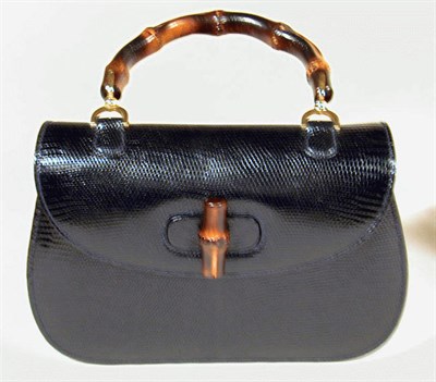 Lot 982 - Gucci Black Lizard Bamboo Handle Handbag 1960s...