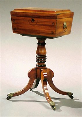 Lot 497 - Regency Inlaid Mahogany and Ebonized Tea Poy...