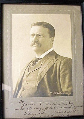 Lot 291 - ROOSEVELT, THEODORE Bust length photograph, 8...