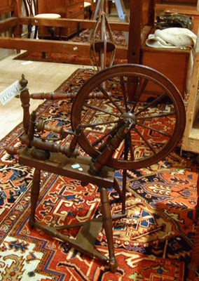 Lot 210 - Turned Wood Spinning Wheel With painted...